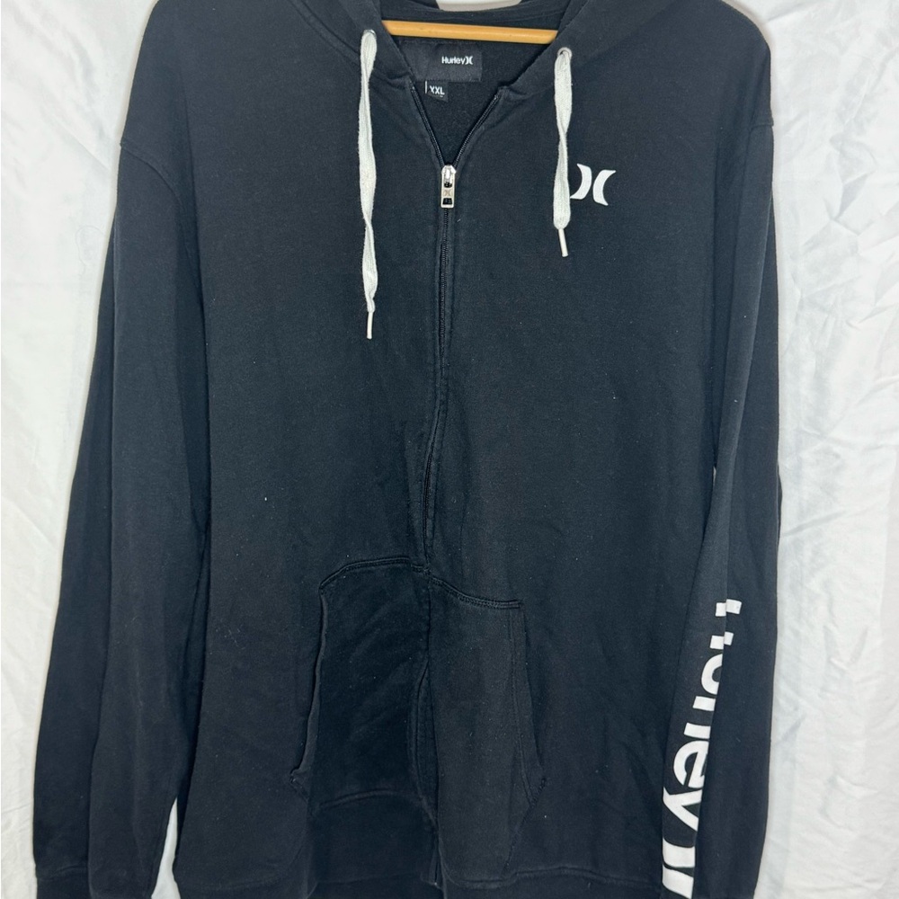 Hurley Black Zip-Up Men's XXL Hooded Sweater